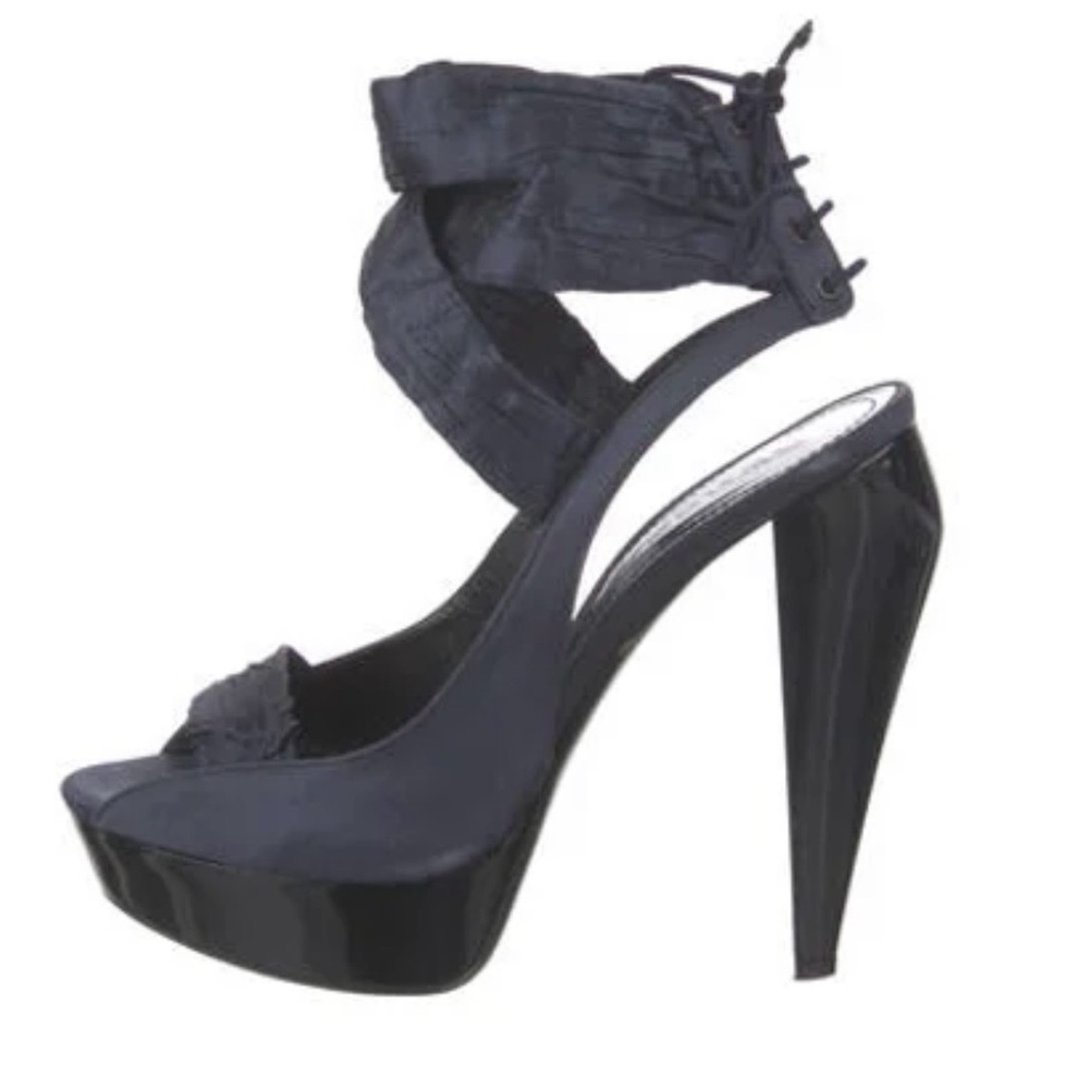 Burberry Black Satin Lace-Up Heels